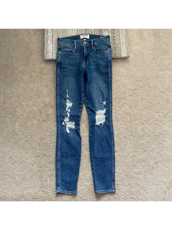 Frame Denim Denim - Frame Denim Le High Skinny Jeans In Seeley Womens Size 24 Ankle Crop Distressed